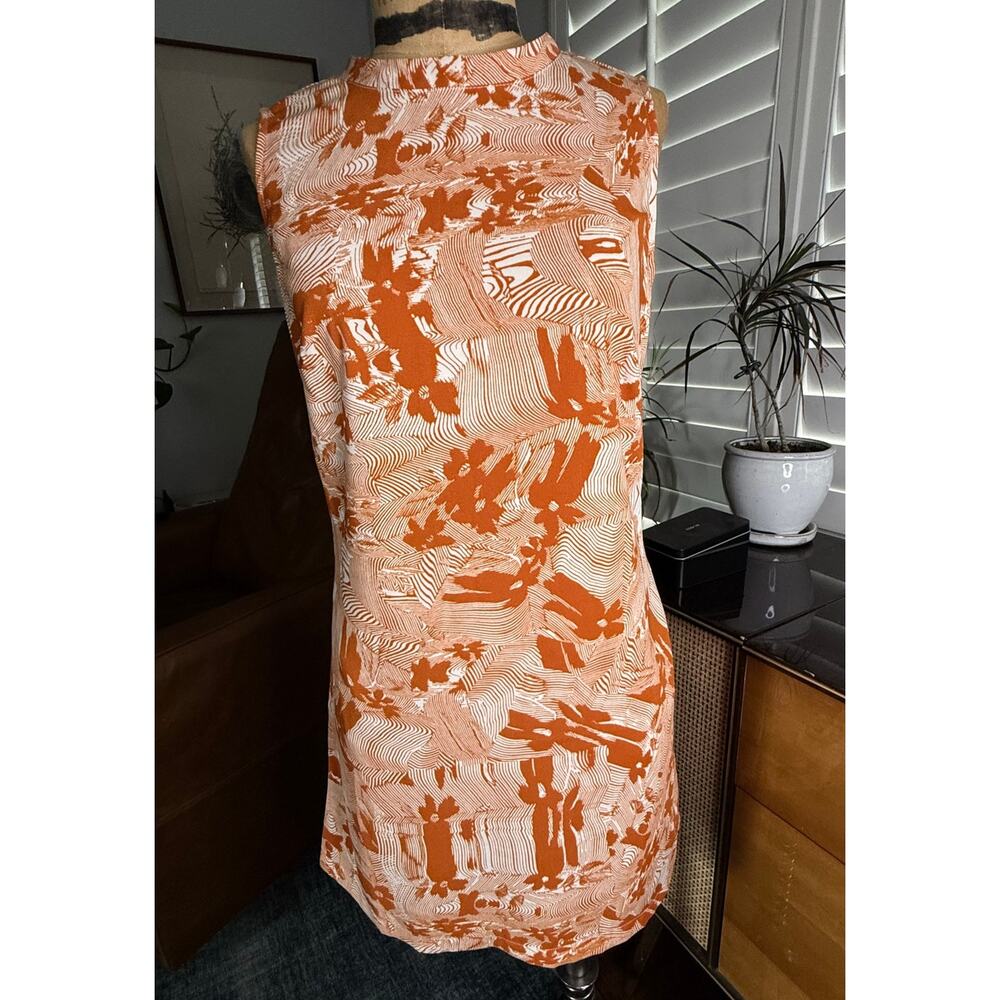 Open Edit Rust Floral Print Sleeveless Mini Dress Open Back Cutout Size Small
